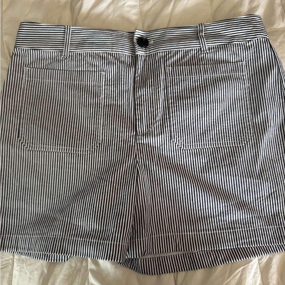 LOFT Black and White Striped Shorts